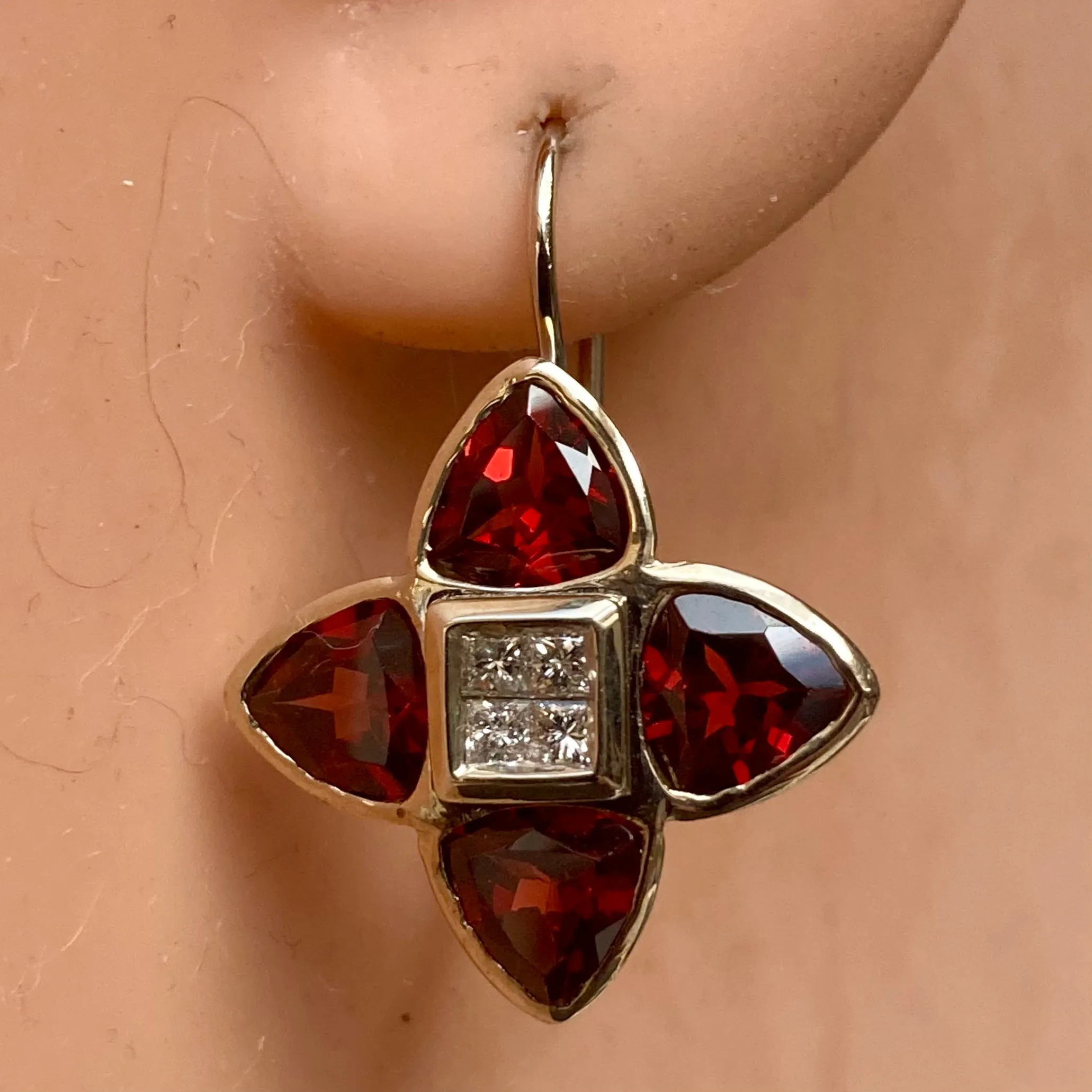 14k Garnet and Diamond Minuet Earrings