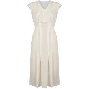 1920s Art Deco Ivory Silk Shirtwaister Dress