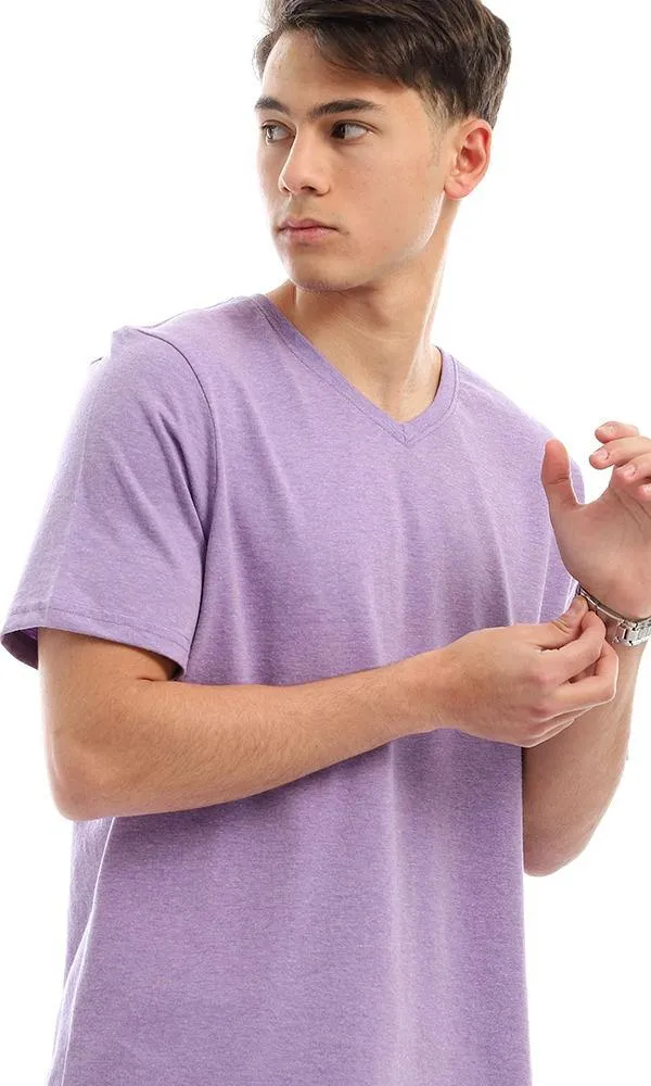 94607 Cotton V-Neck Regular Fit T-Shirt - Light Purple