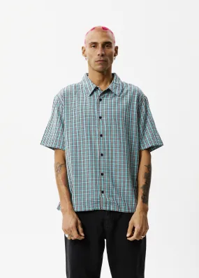 AFENDS Mens Checkers - Check Short Sleeve Shirt - Black