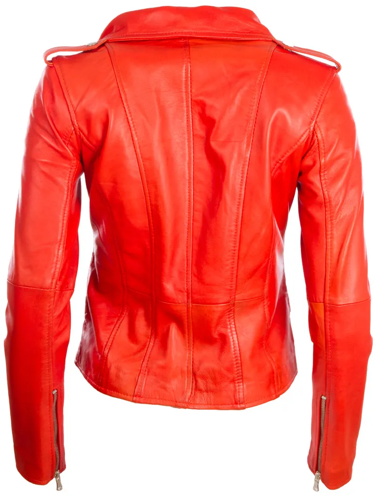 AGSM Women's Biker Jacket - Dark Orange