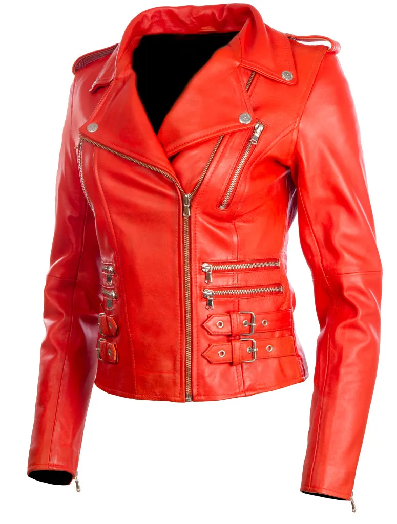 AGSM Women's Biker Jacket - Dark Orange