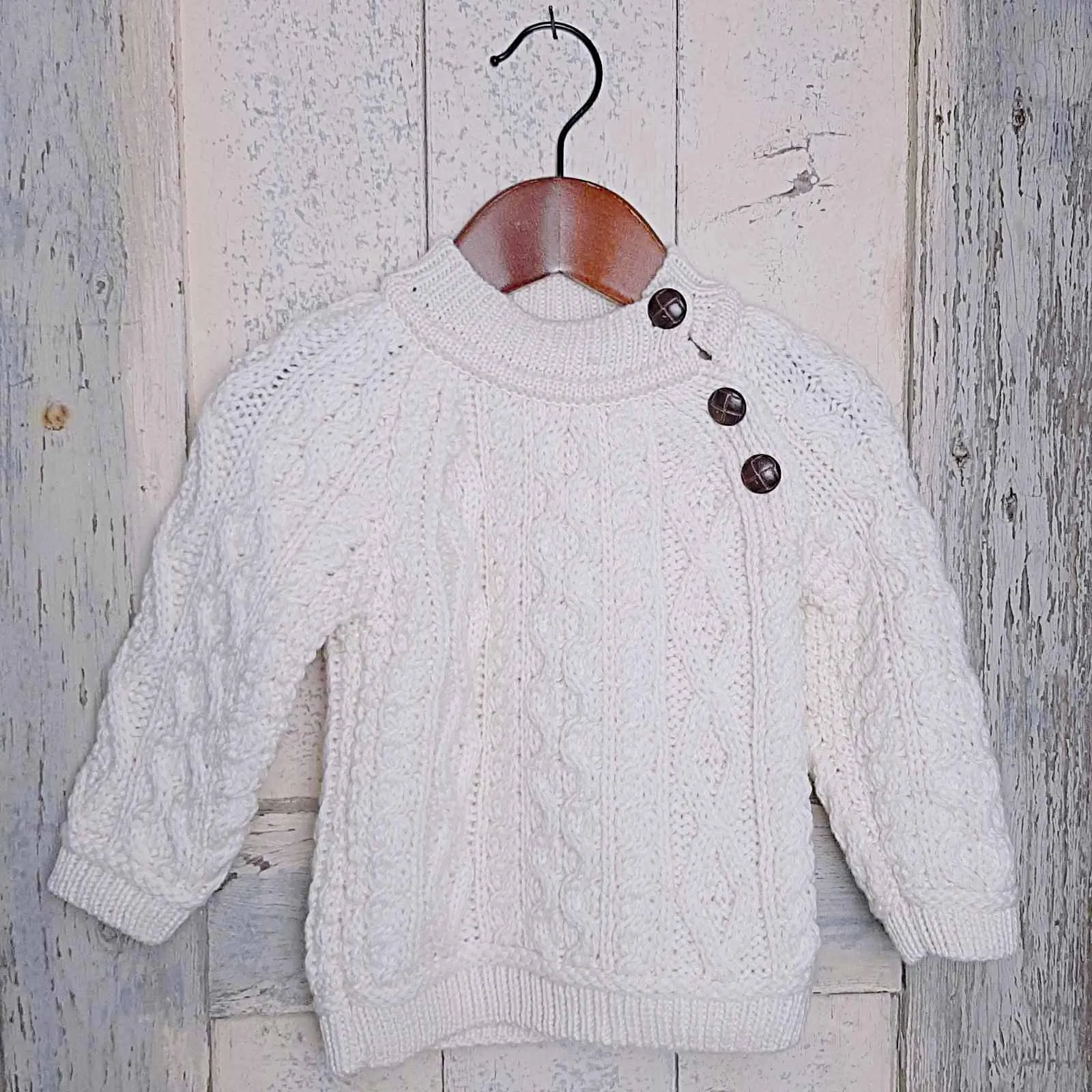 Aran Baby Jumper with Buttons