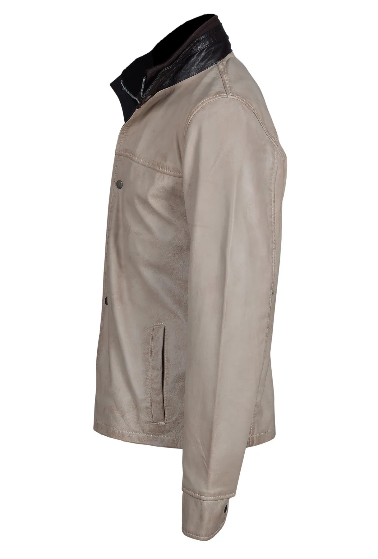 Barnes Bone White hand waxed double collar leather jacket