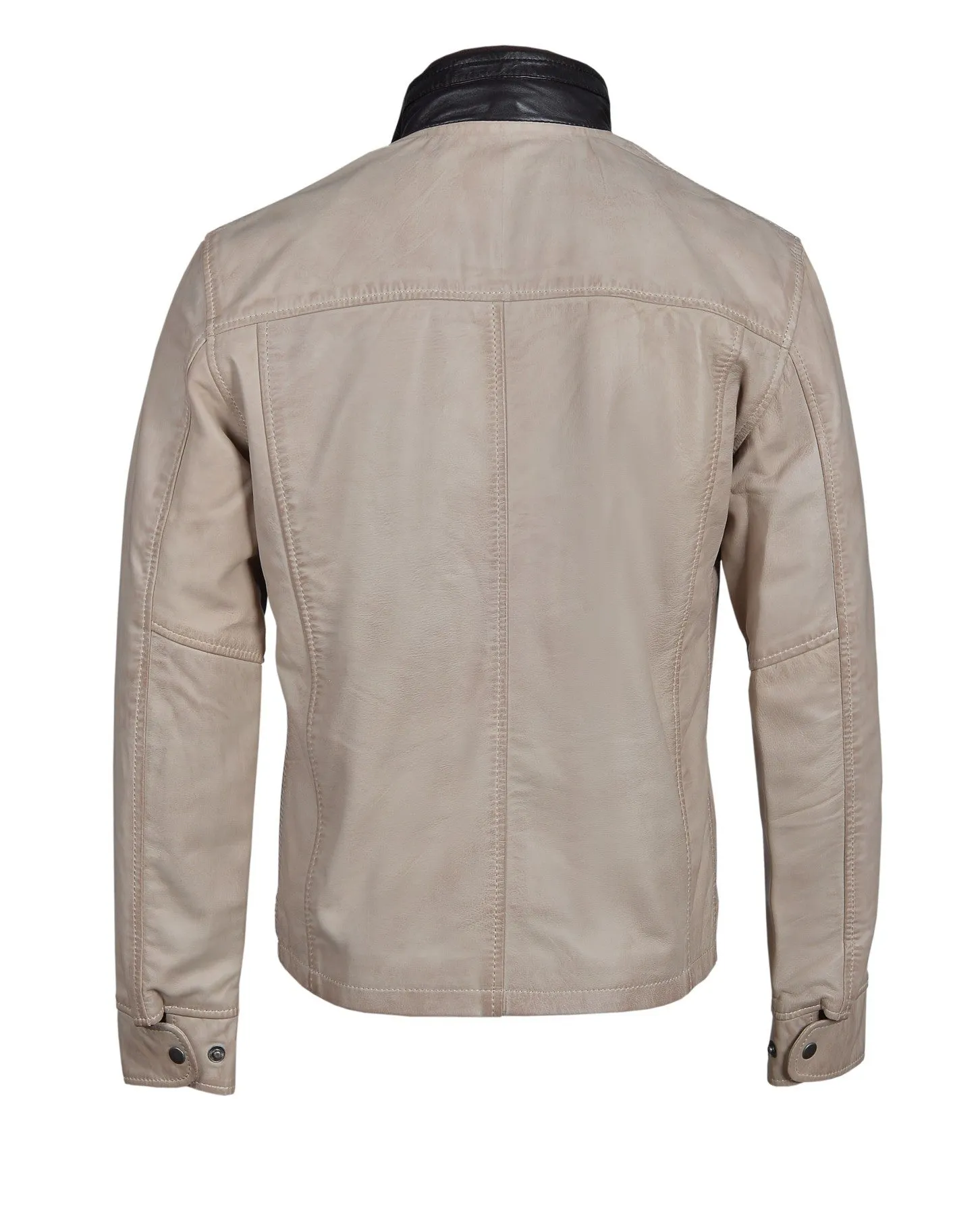 Barnes Bone White hand waxed double collar leather jacket