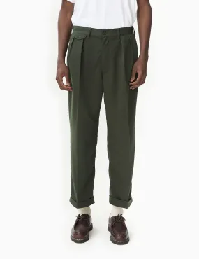 Beams Plus 2 Pleats Trousers (PE Twill) - Green