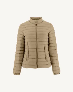 Beige Nina 2.0 lightweight biker fit puffer jacket style