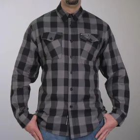 Black And Gray Long Sleeve Flannel Long Sleeve Men's Shirt