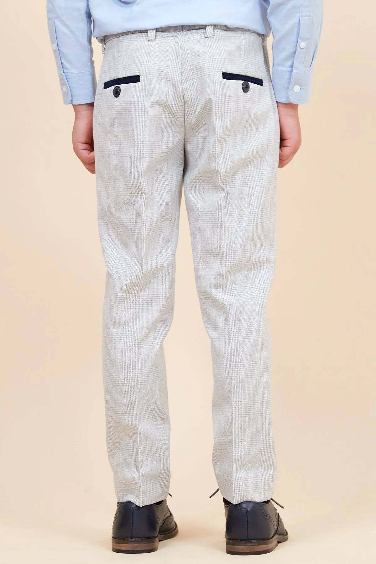 BROMLEY - Children's Stone Check Print Three Piece Suit