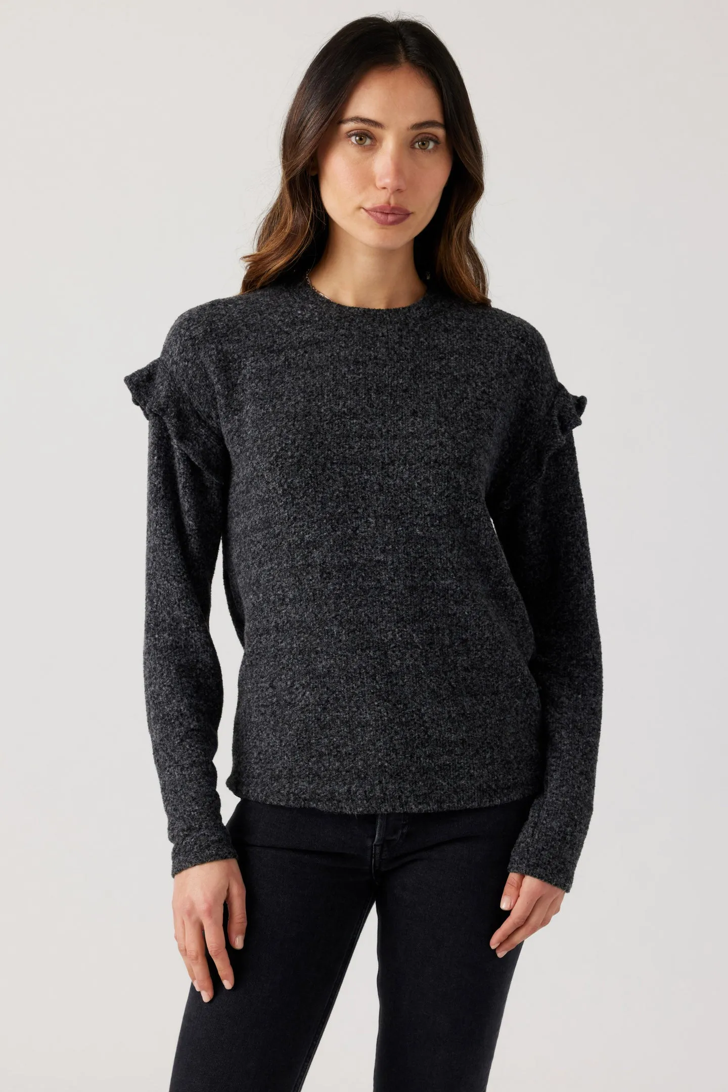 Brushed Boucle Flounce Pullover