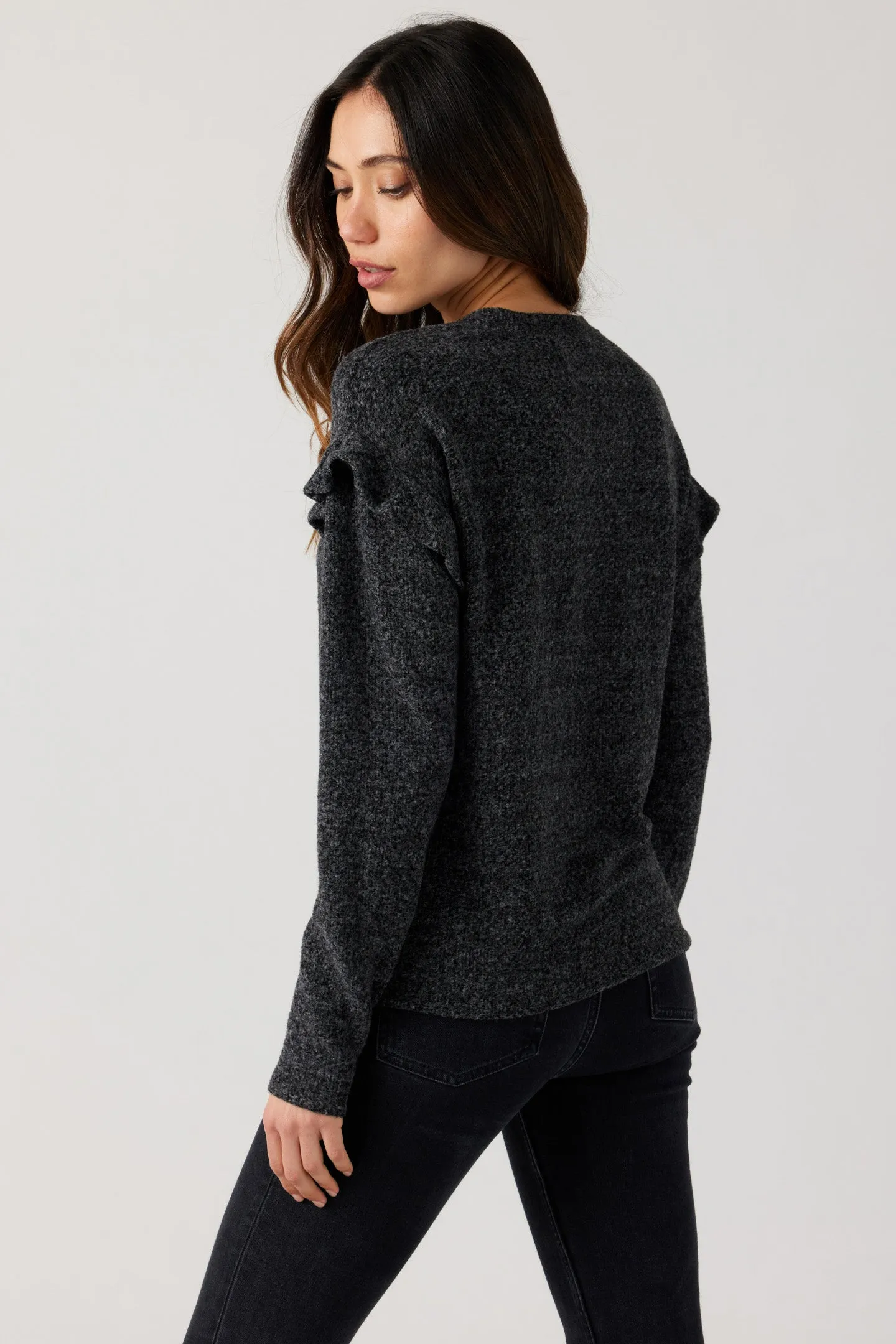 Brushed Boucle Flounce Pullover