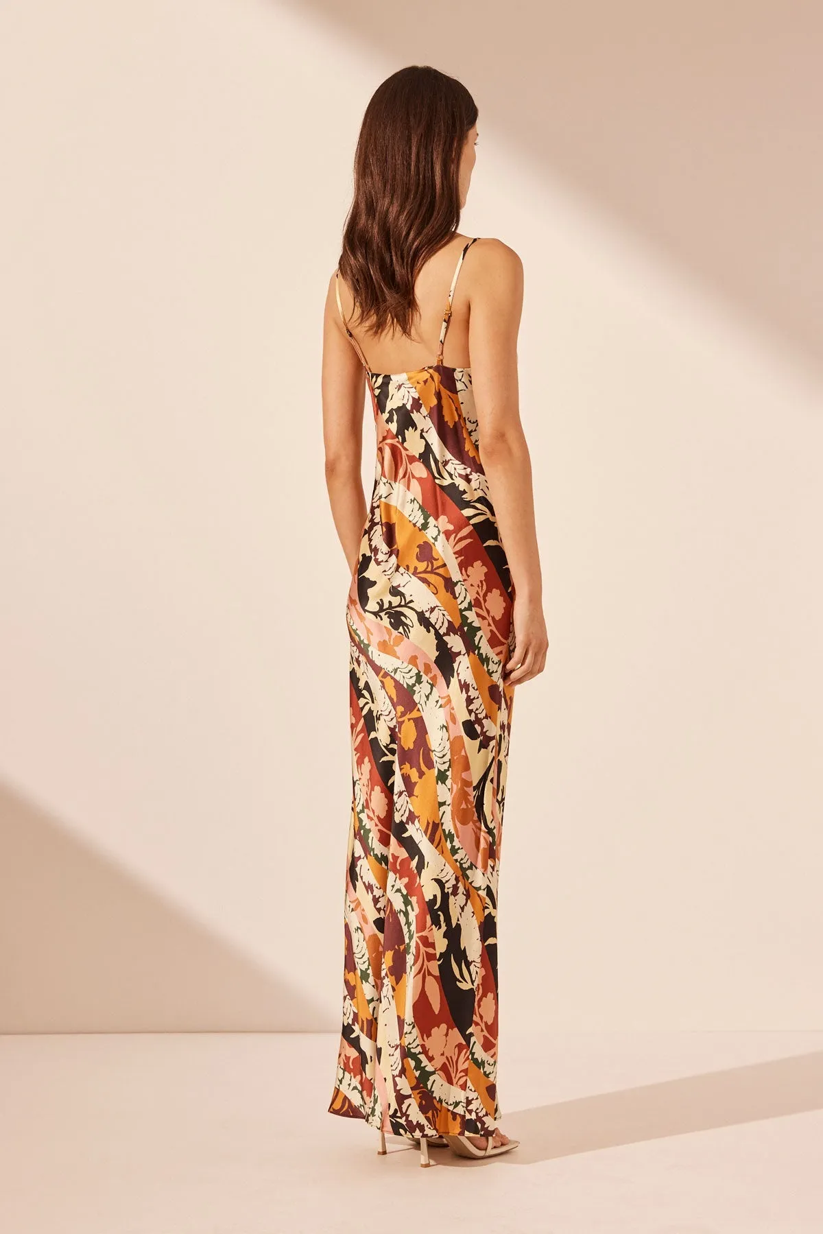 CIELO SILK PLUNGED MAXI DRESS