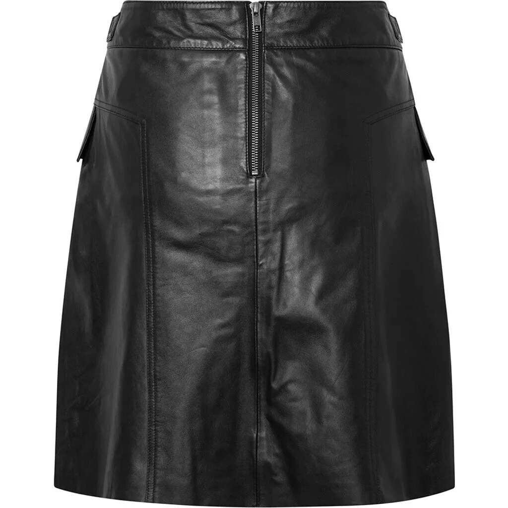 Cool a-shape fitting Drea leather skirt / 51136 - Black (Nero)