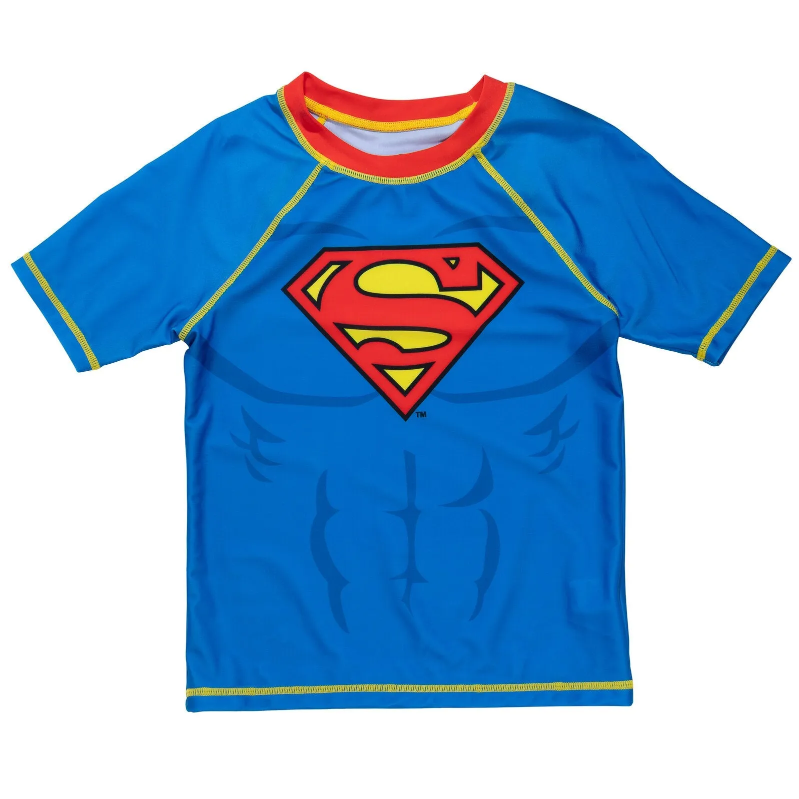 DC Comics Justice League Superman UPF 50  Rash Guard Swim Trunks Outfit Set