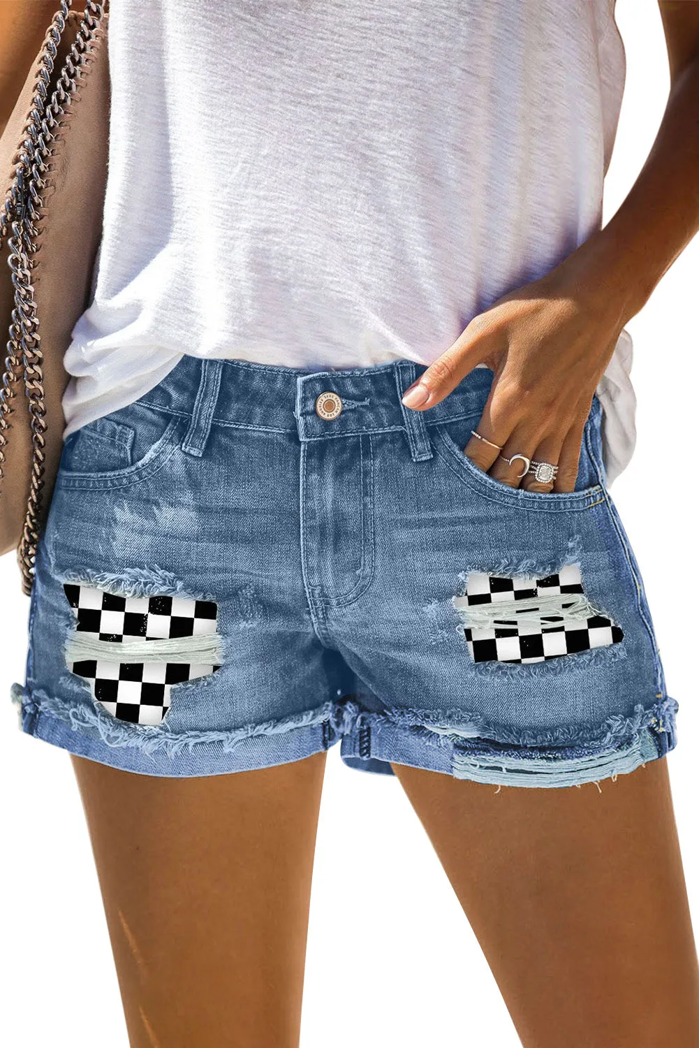 Denim Shorts Sexy Casual Summer Shorts Mid Rise Distressed Shorts