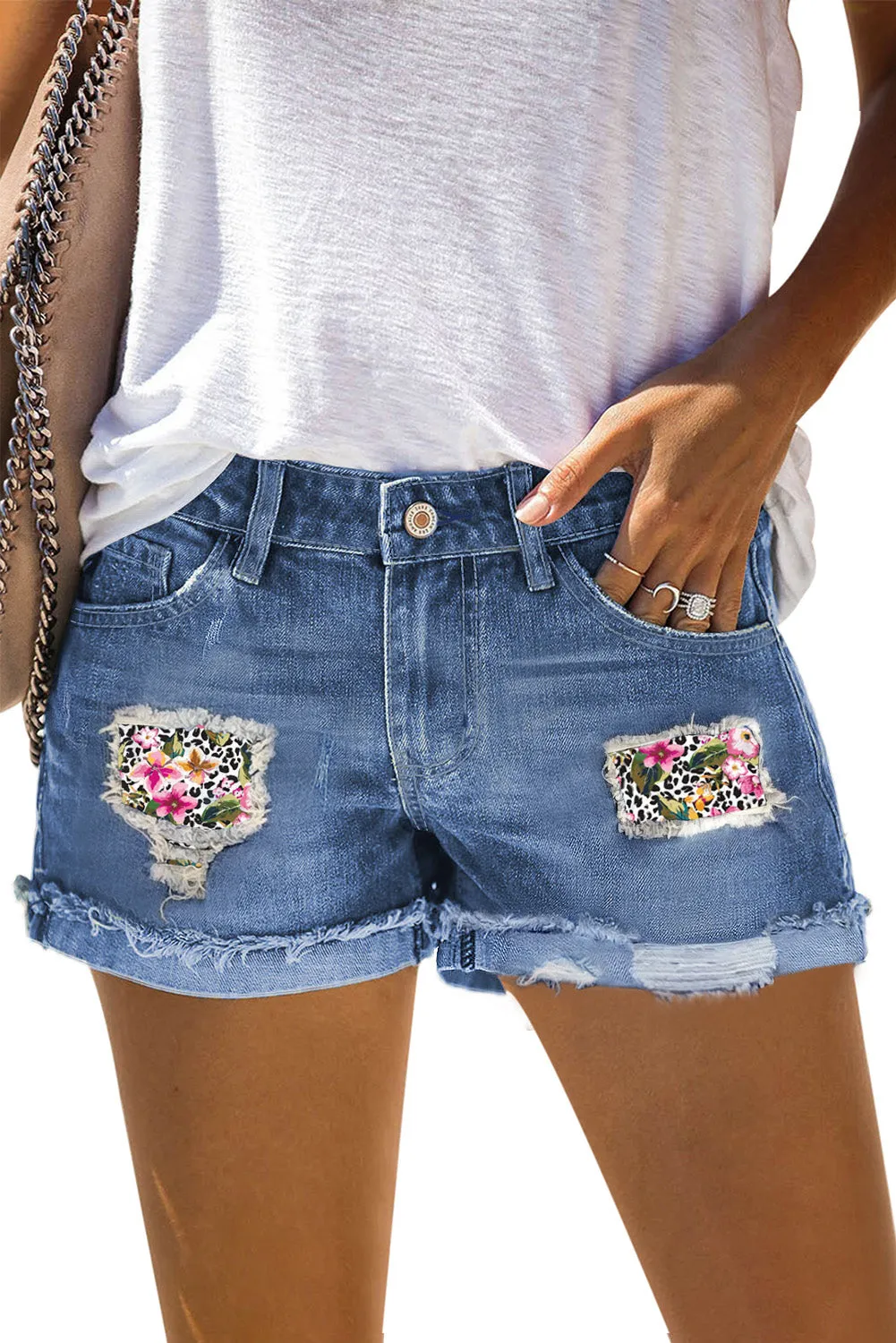 Denim Shorts Sexy Casual Summer Shorts Mid Rise Distressed Shorts