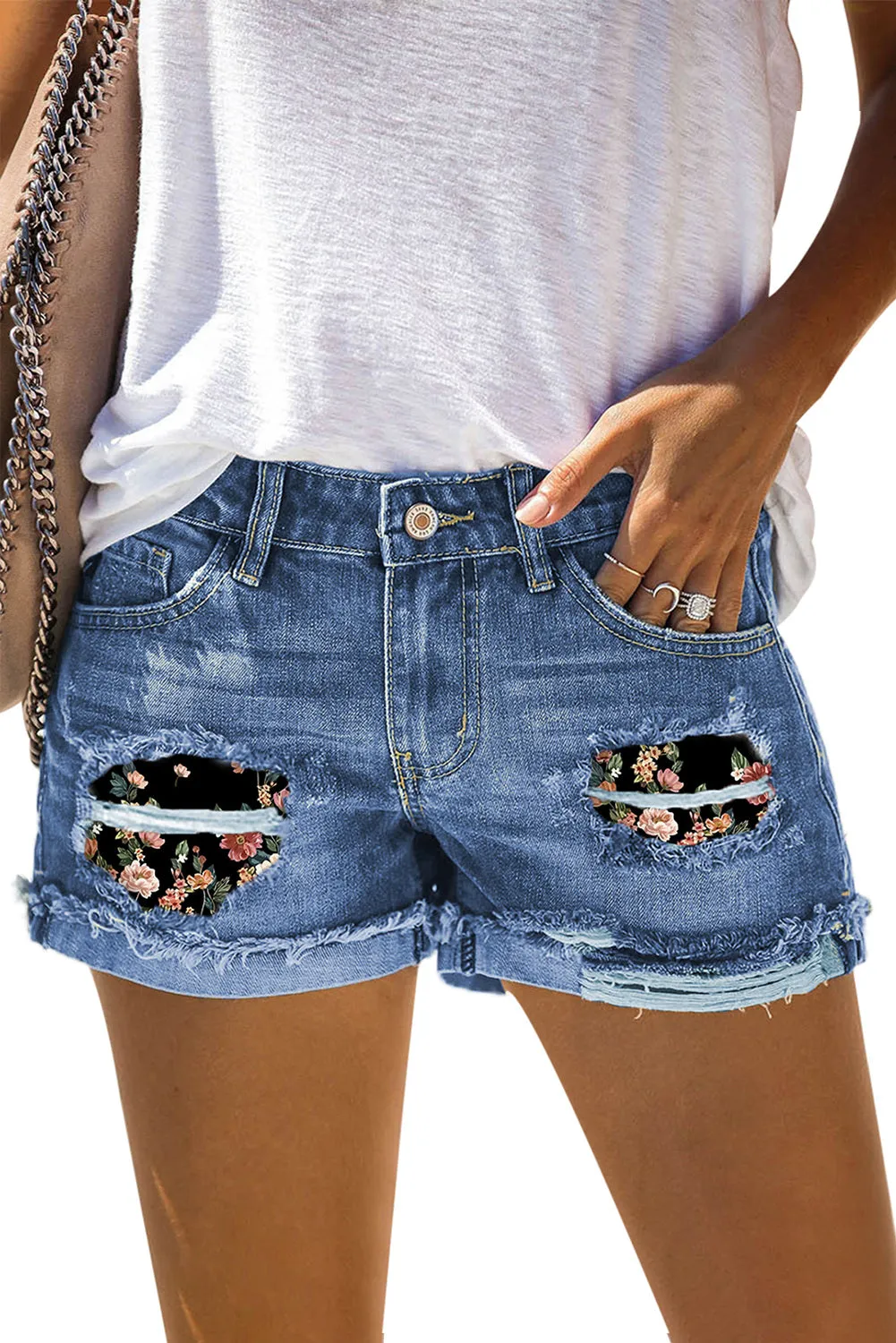 Denim Shorts Sexy Casual Summer Shorts Mid Rise Distressed Shorts