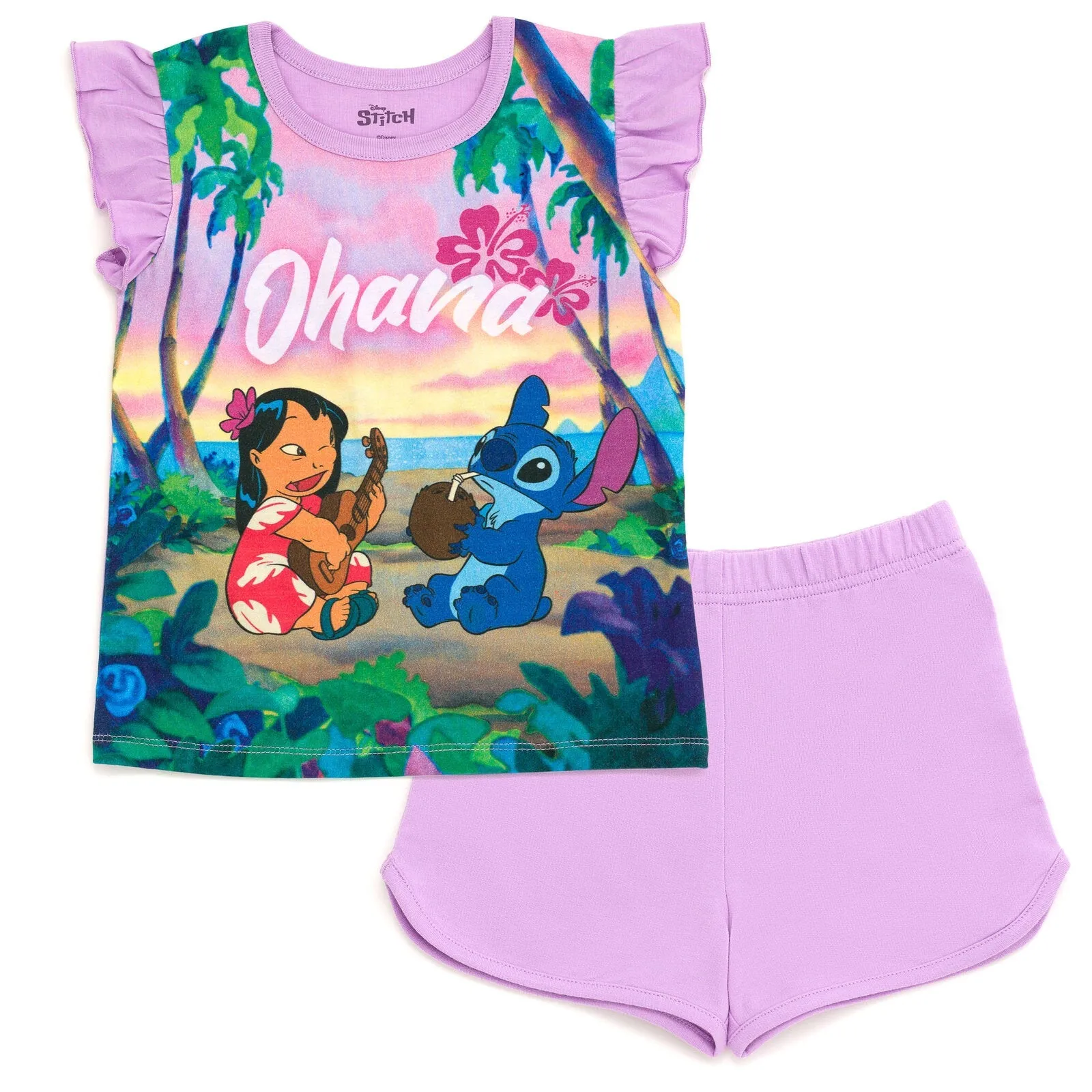 Disney Lilo & Stitch T-Shirt and French Terry Shorts Outfit Set