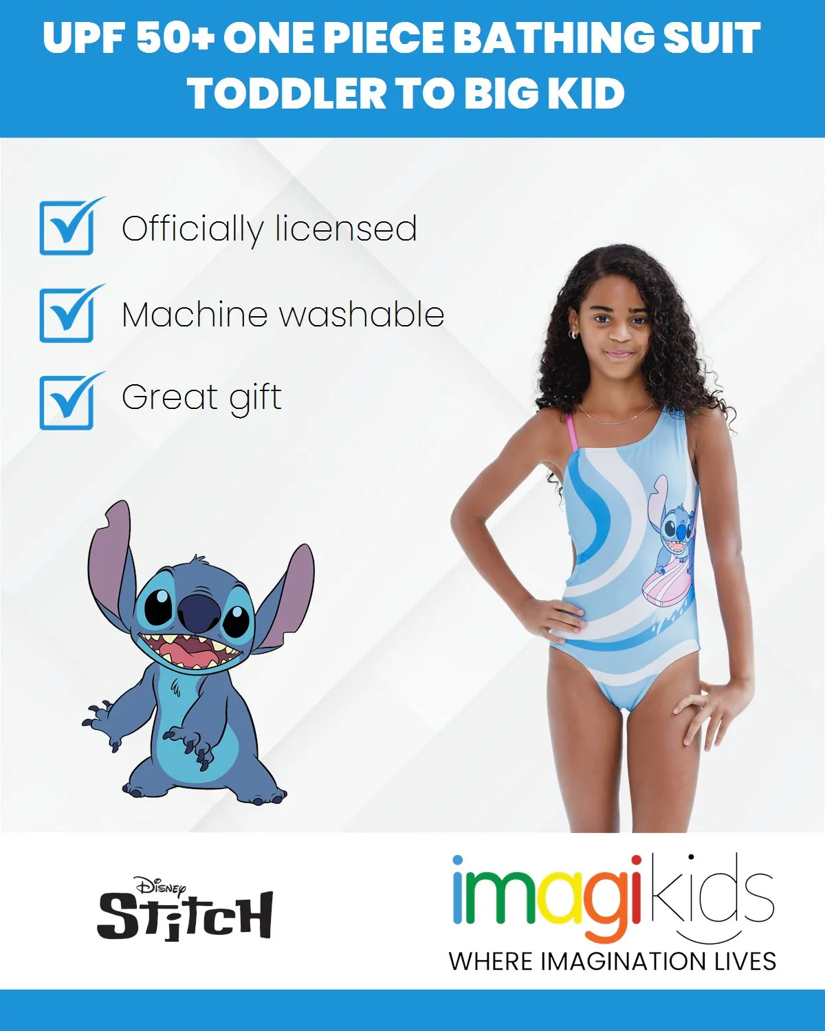 Disney Lilo & Stitch UPF 50  One Piece Bathing Suit