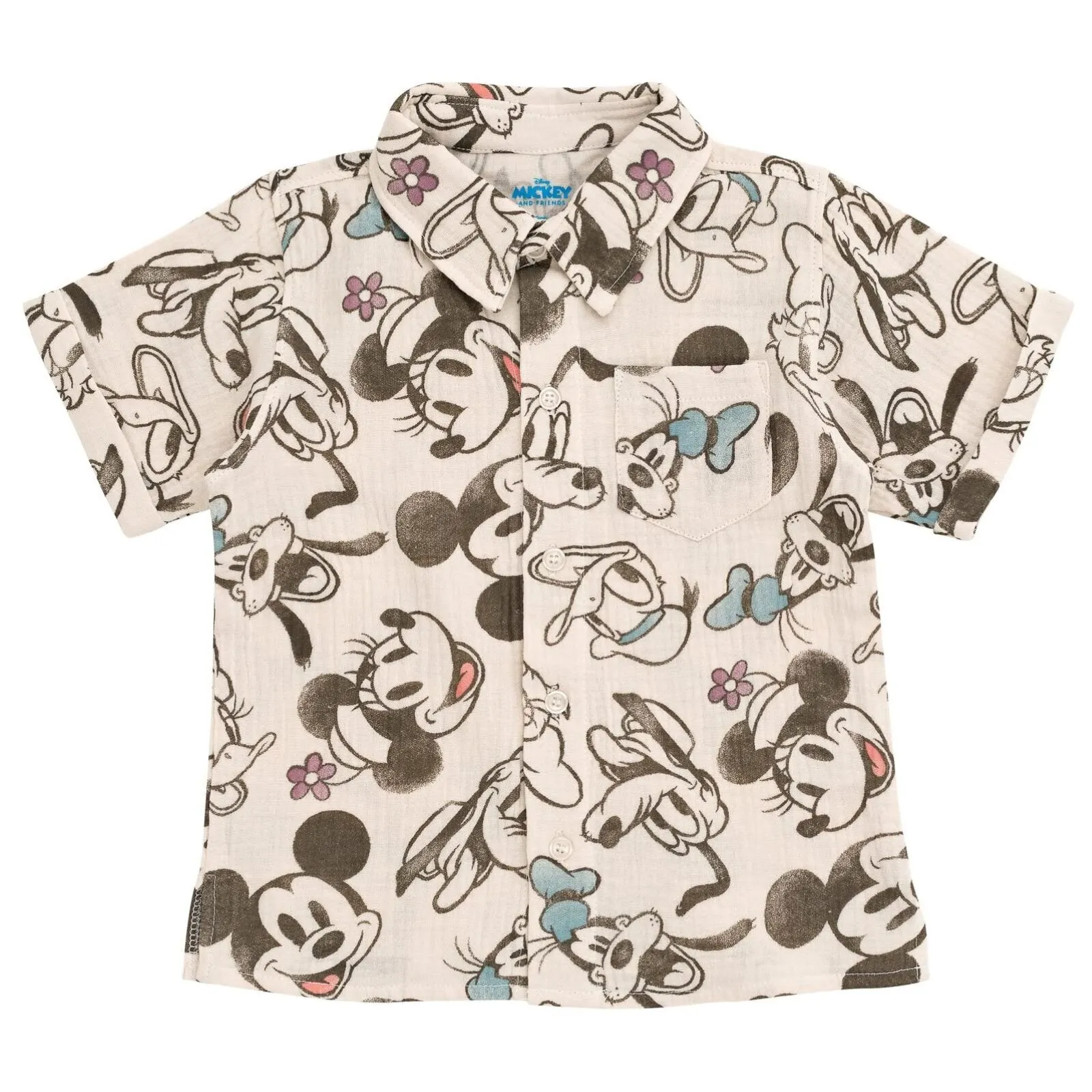 Disney Mickey Mouse Cotton Gauze Button Down Dress Shirt and Shorts Outfit Set