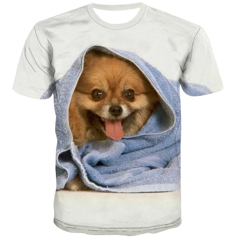 dog tshirt 3D tshirt Puppy Cute animal big Smart dogs male Casual art costume