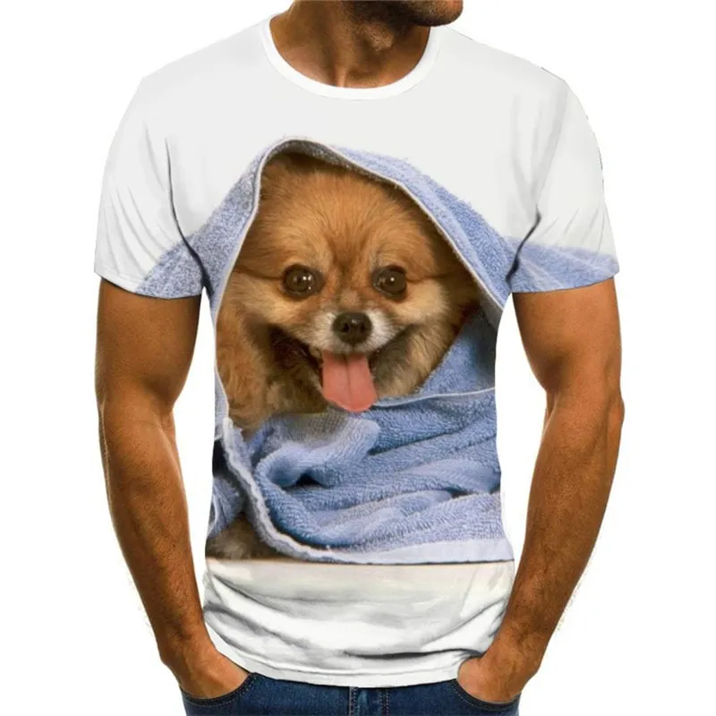 dog tshirt 3D tshirt Puppy Cute animal big Smart dogs male Casual art costume