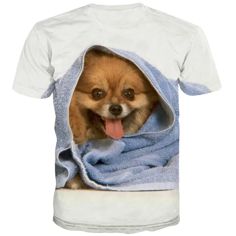 dog tshirt 3D tshirt Puppy Cute animal big Smart dogs male Casual art costume