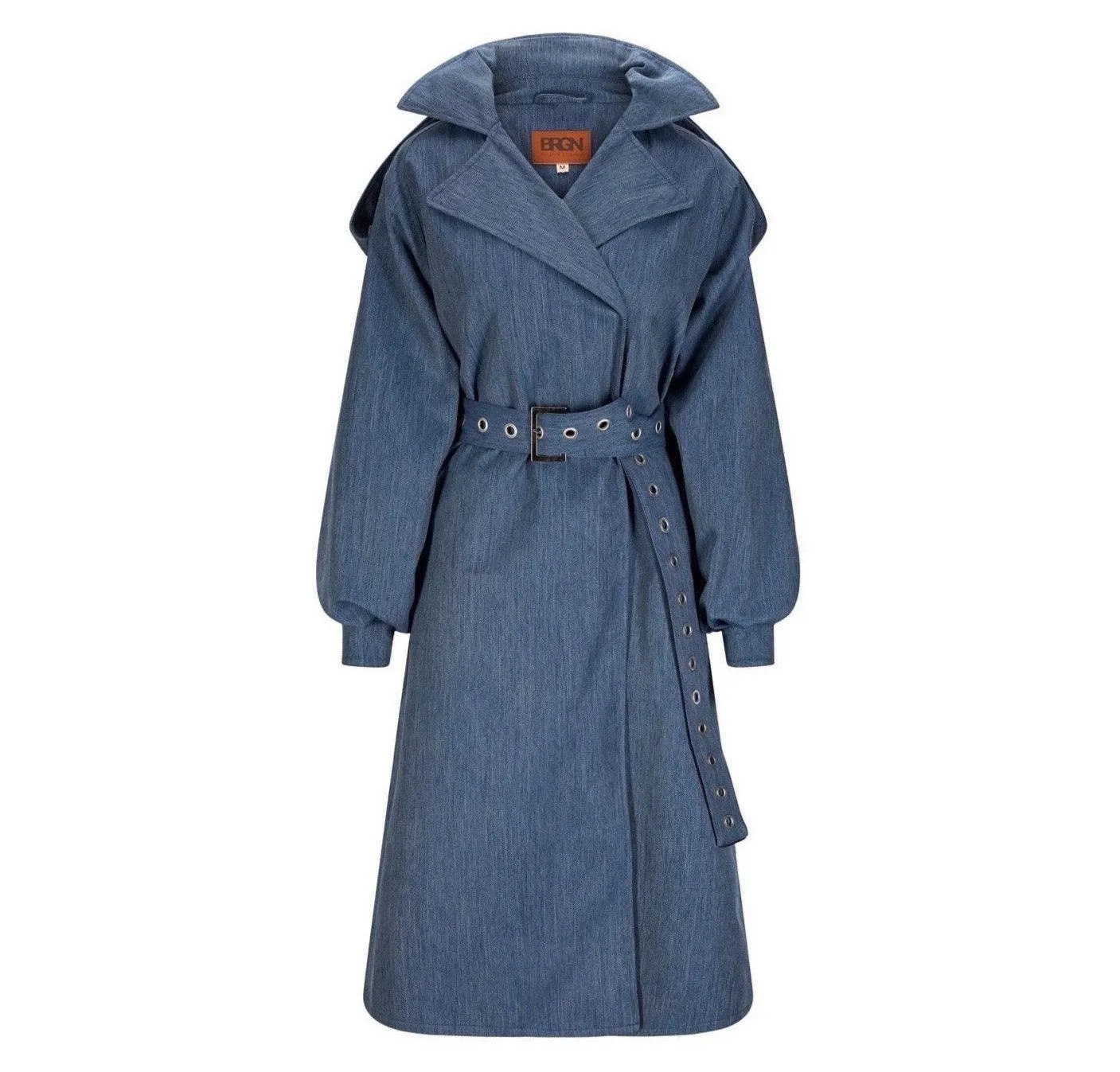 Duskregn Maxi Trench Coat Denim Blue