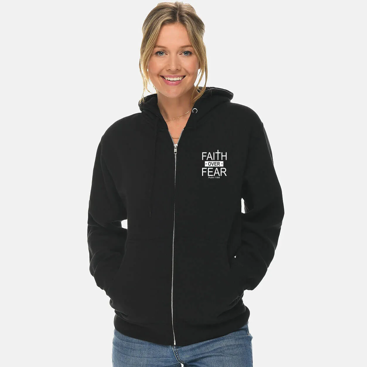 Faith Over Fear Cross Full Zip Sweatshirt Hoodie