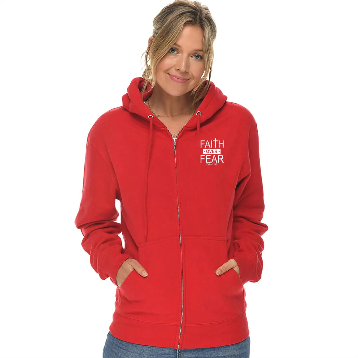 Faith Over Fear Cross Full Zip Sweatshirt Hoodie