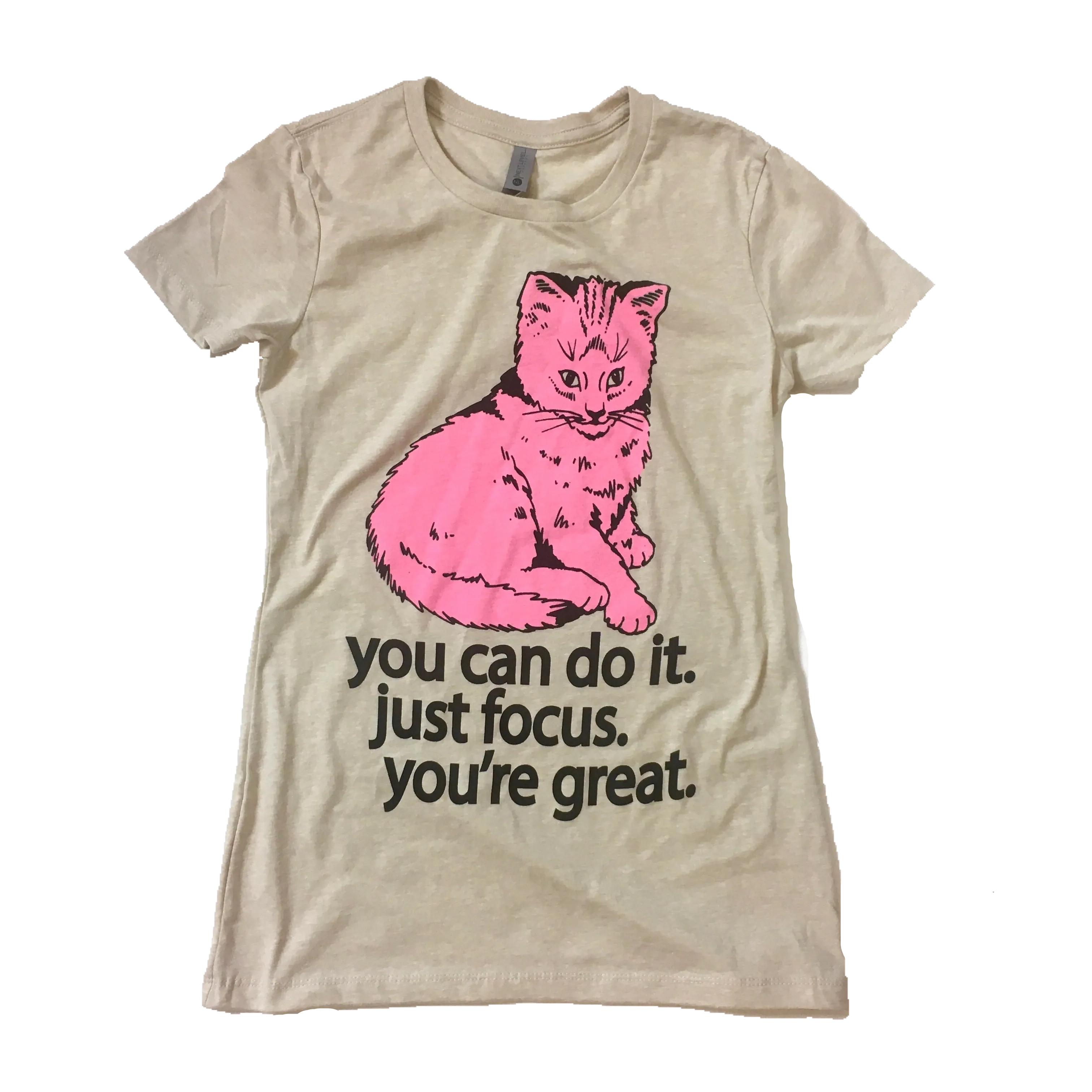 Focus Cat T-shirt - Bubble Gum Oatmeal