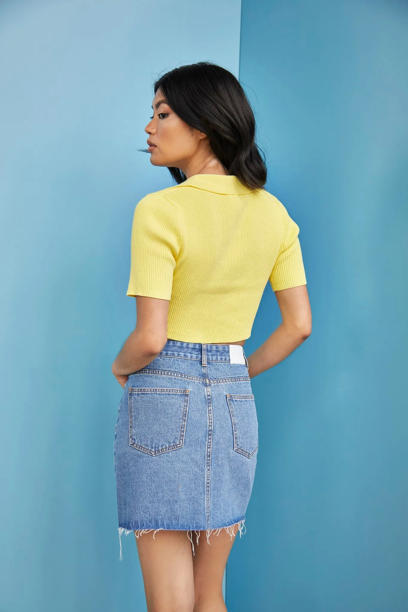 Glamorous Care Blue Wash Denim Mini Skirt