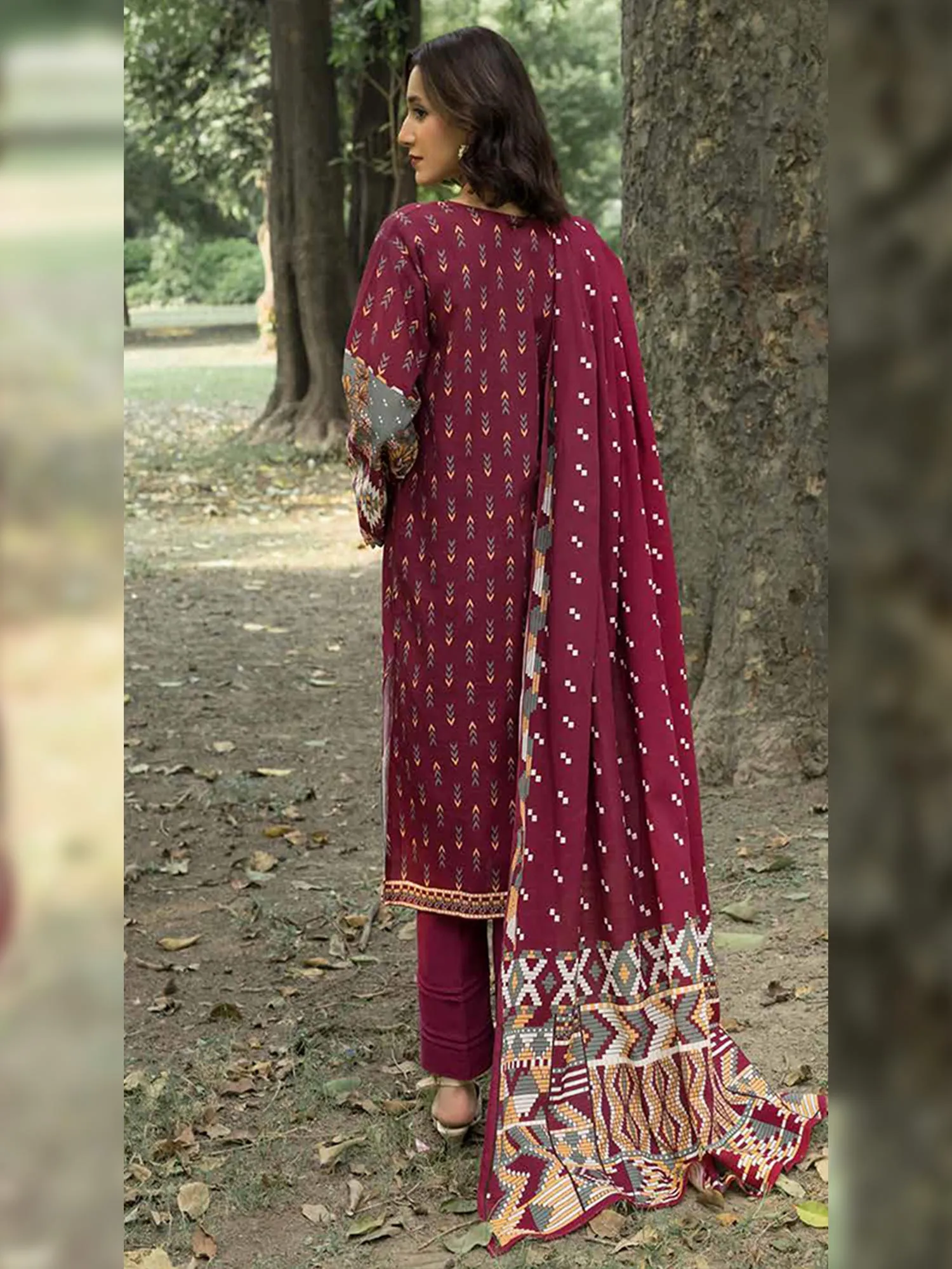 Gul Ahmed Khaddar Burgundy Unstitched Suit (WR-22009)