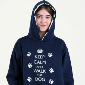 Hazy Blue Women's Keep Calm and Walk The Dog Hoodie