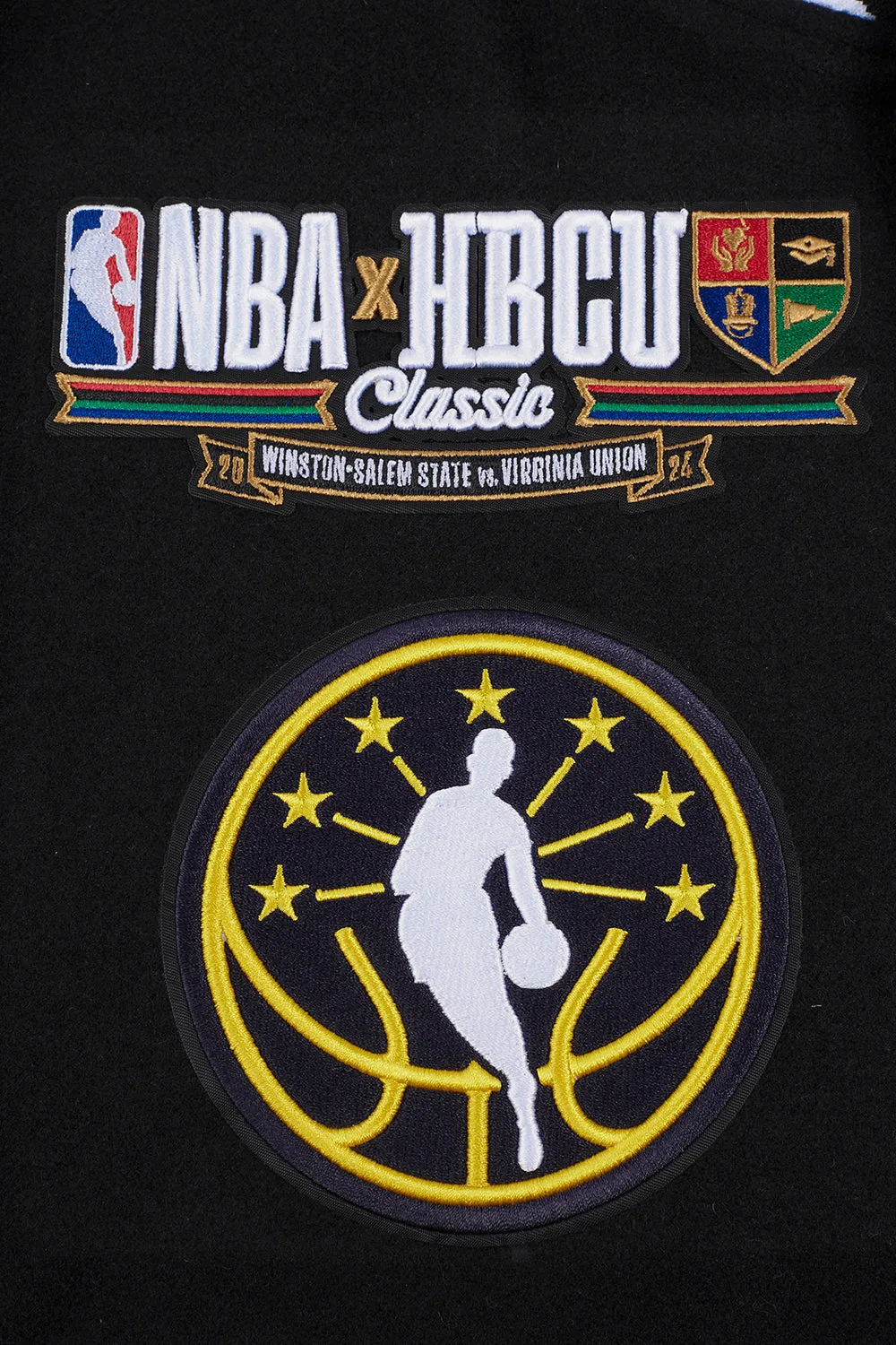 2024 NBA All-Star Mens Black Rib Wool Varsity Jacket - HBCU Edition