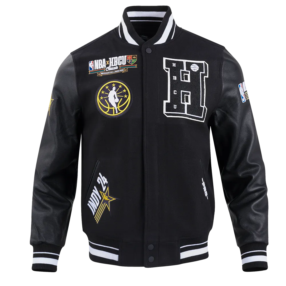 2024 NBA All-Star Mens Black Rib Wool Varsity Jacket - HBCU Edition