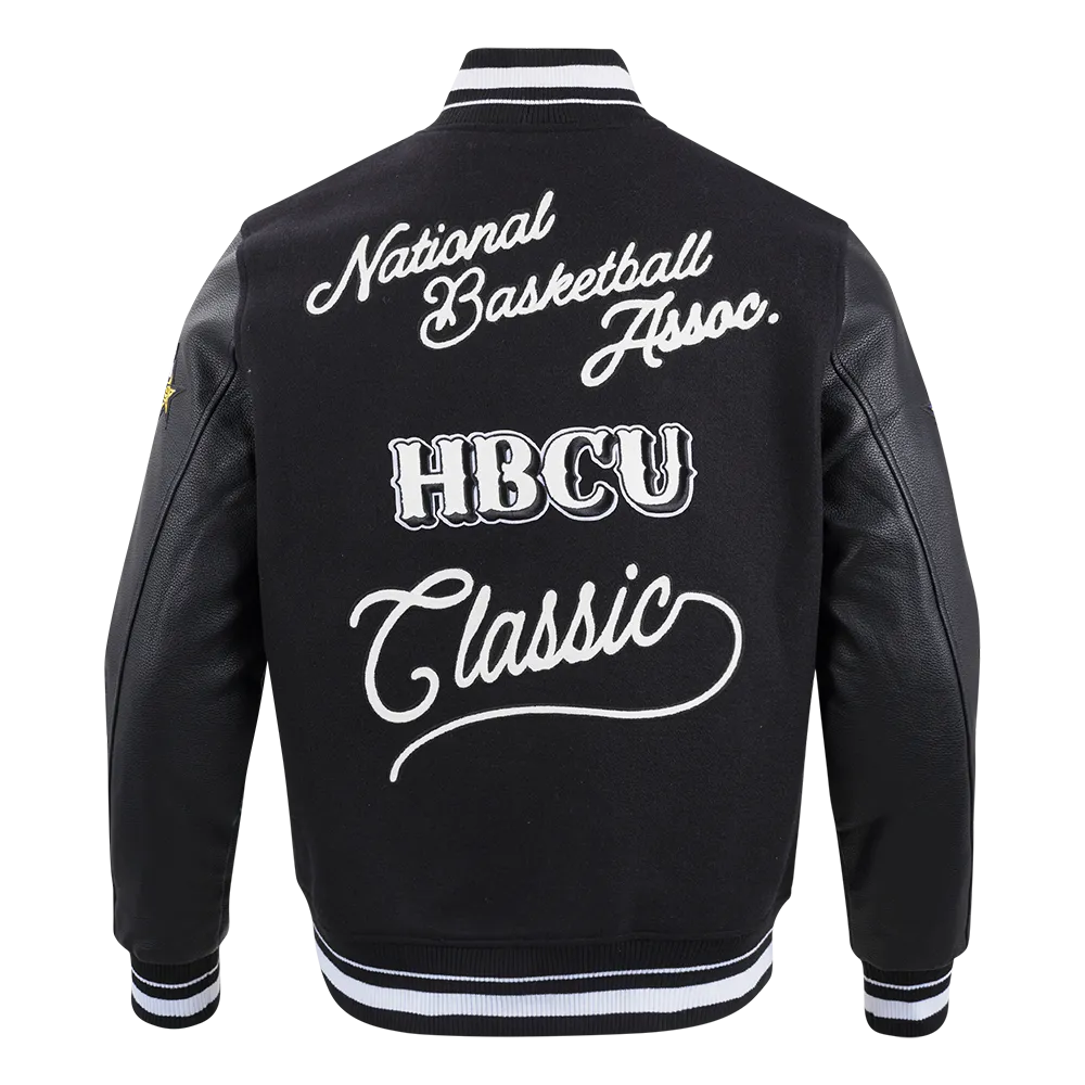 2024 NBA All-Star Mens Black Rib Wool Varsity Jacket - HBCU Edition