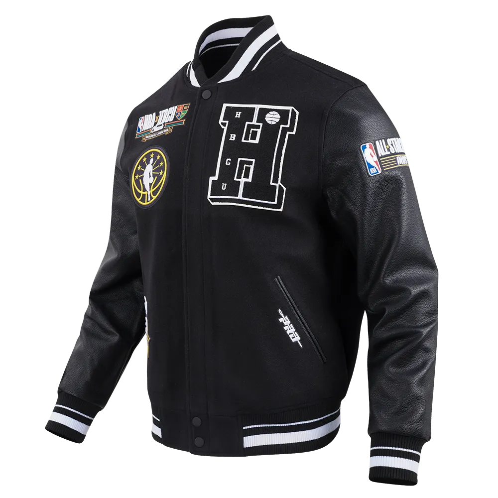 2024 NBA All-Star Mens Black Rib Wool Varsity Jacket - HBCU Edition