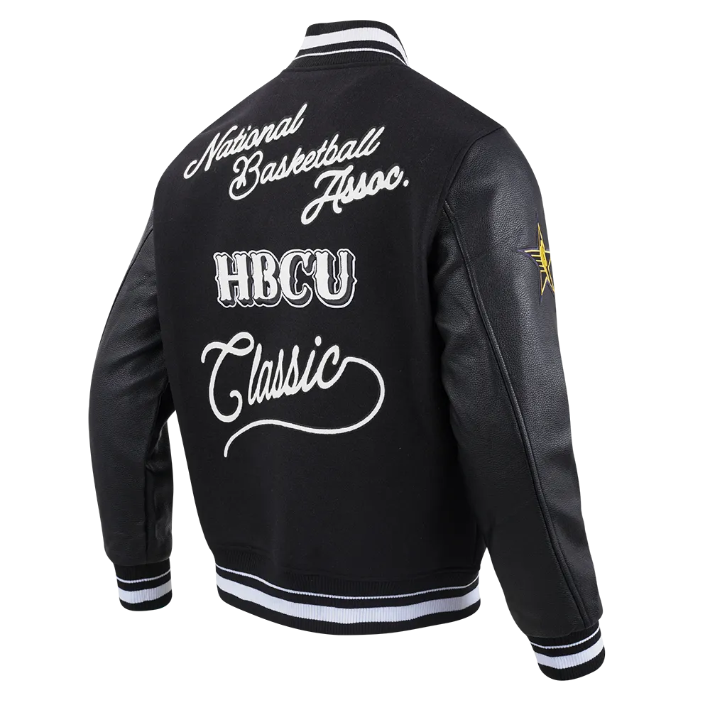 2024 NBA All-Star Mens Black Rib Wool Varsity Jacket - HBCU Edition