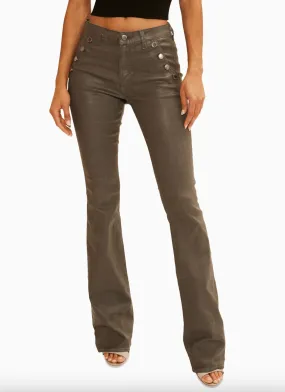 Helena High Rise Coated Flare Jean in Gunmetal by Ramy Brook