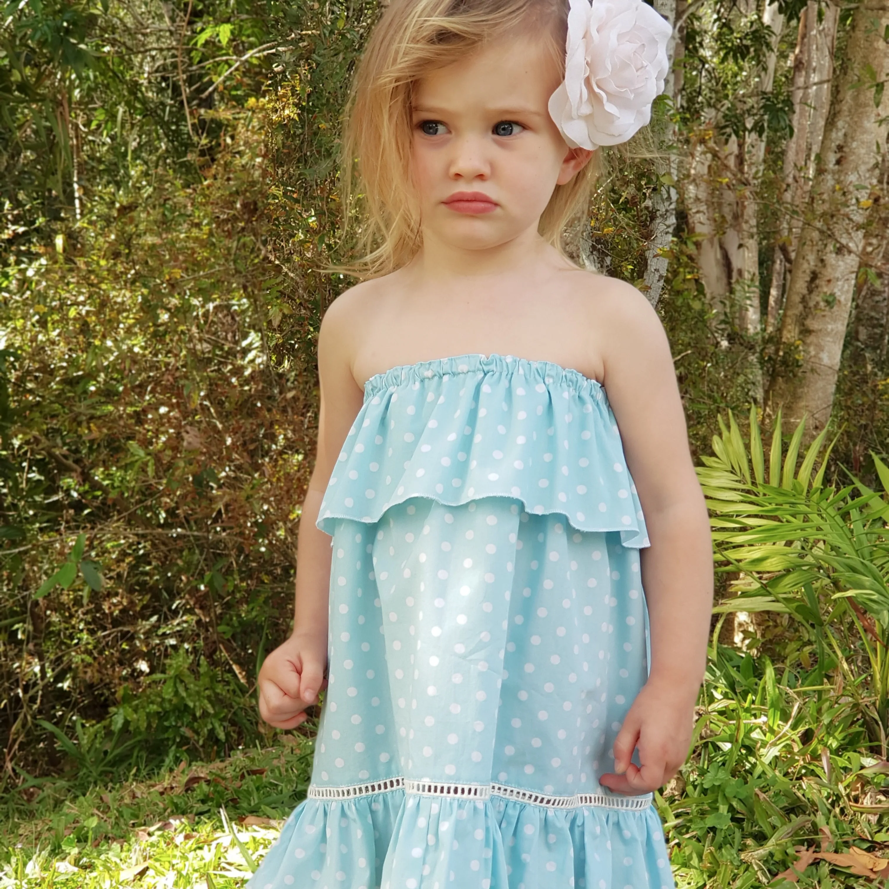 Indigo Summer Dress - Blue Mint Polka Dot