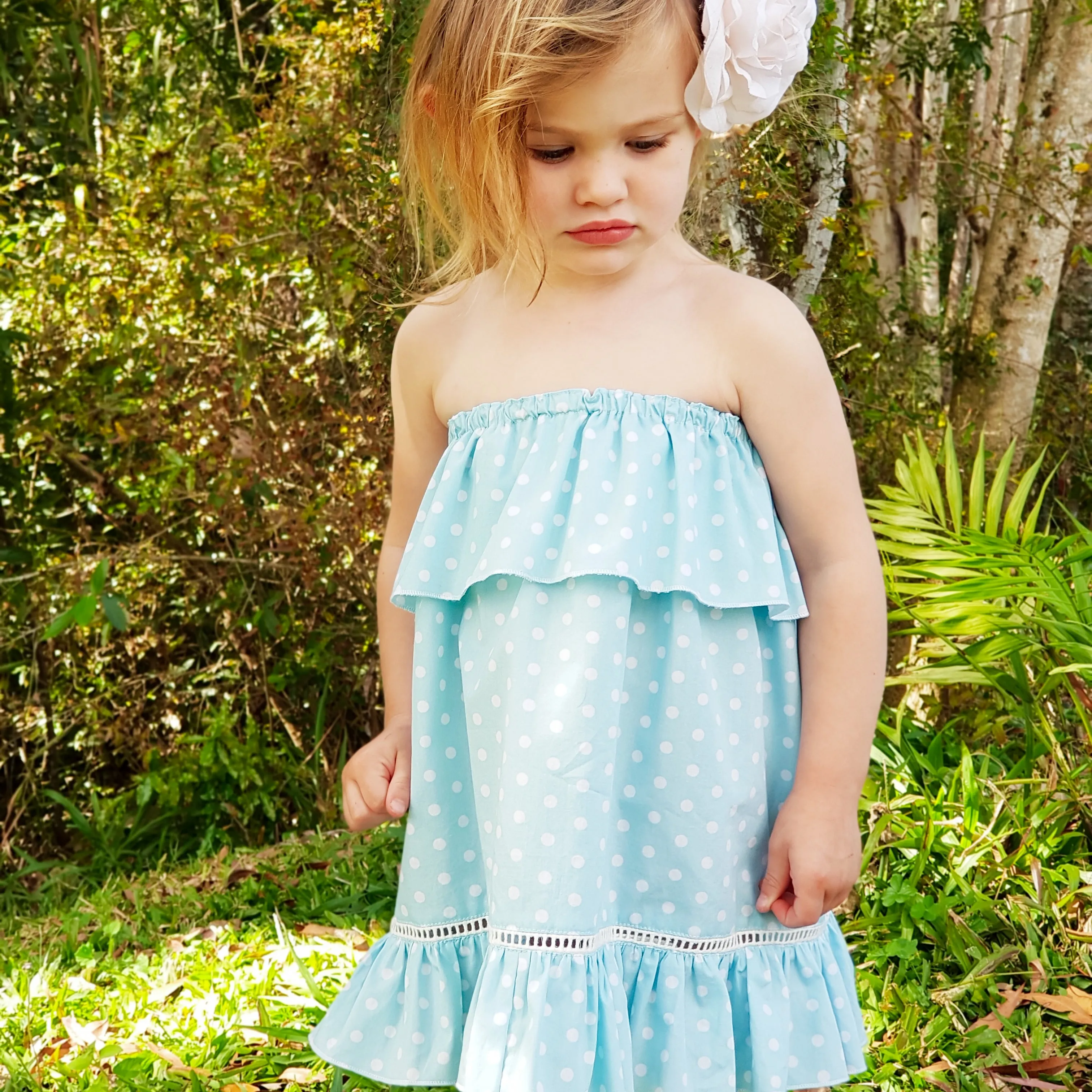 Indigo Summer Dress - Blue Mint Polka Dot