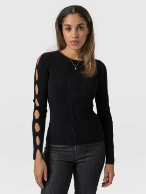 Luna Cut Out Sweater - Black Lurex