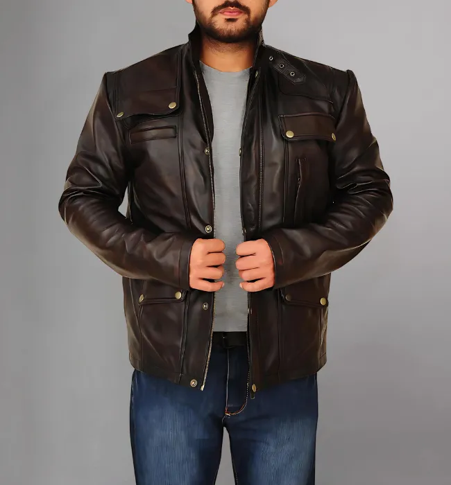 Mens Dark Brown Leather Jacket