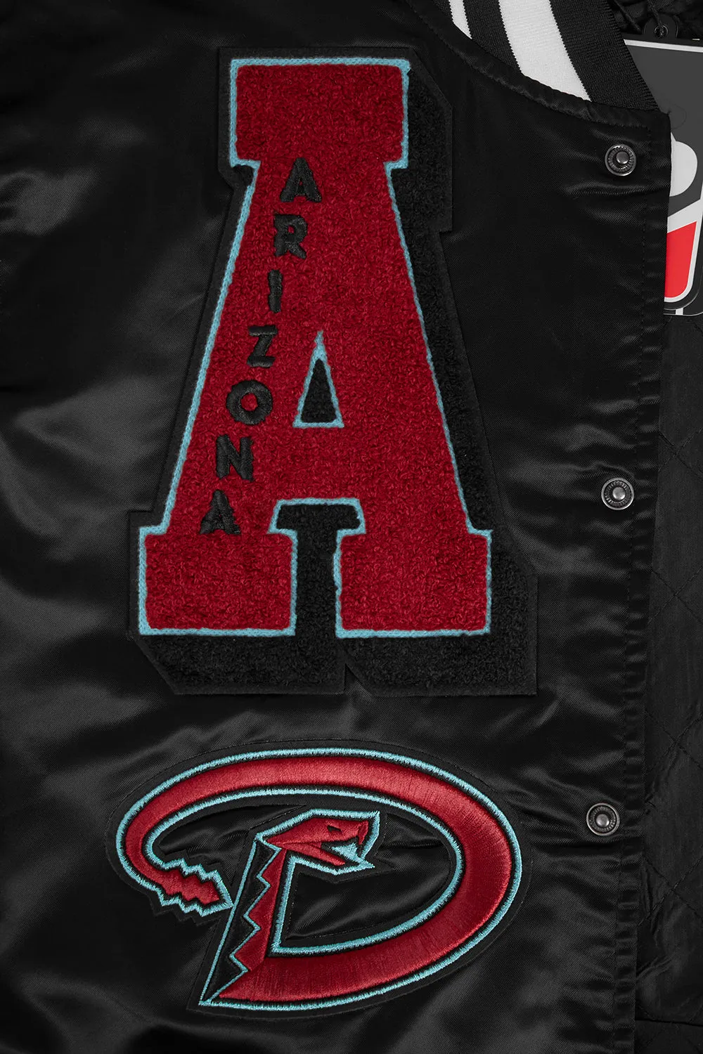 MLB ARIZONA DIAMONDBACKS MASHUP MEN'S RIB SATIN JACKET (BLACK)