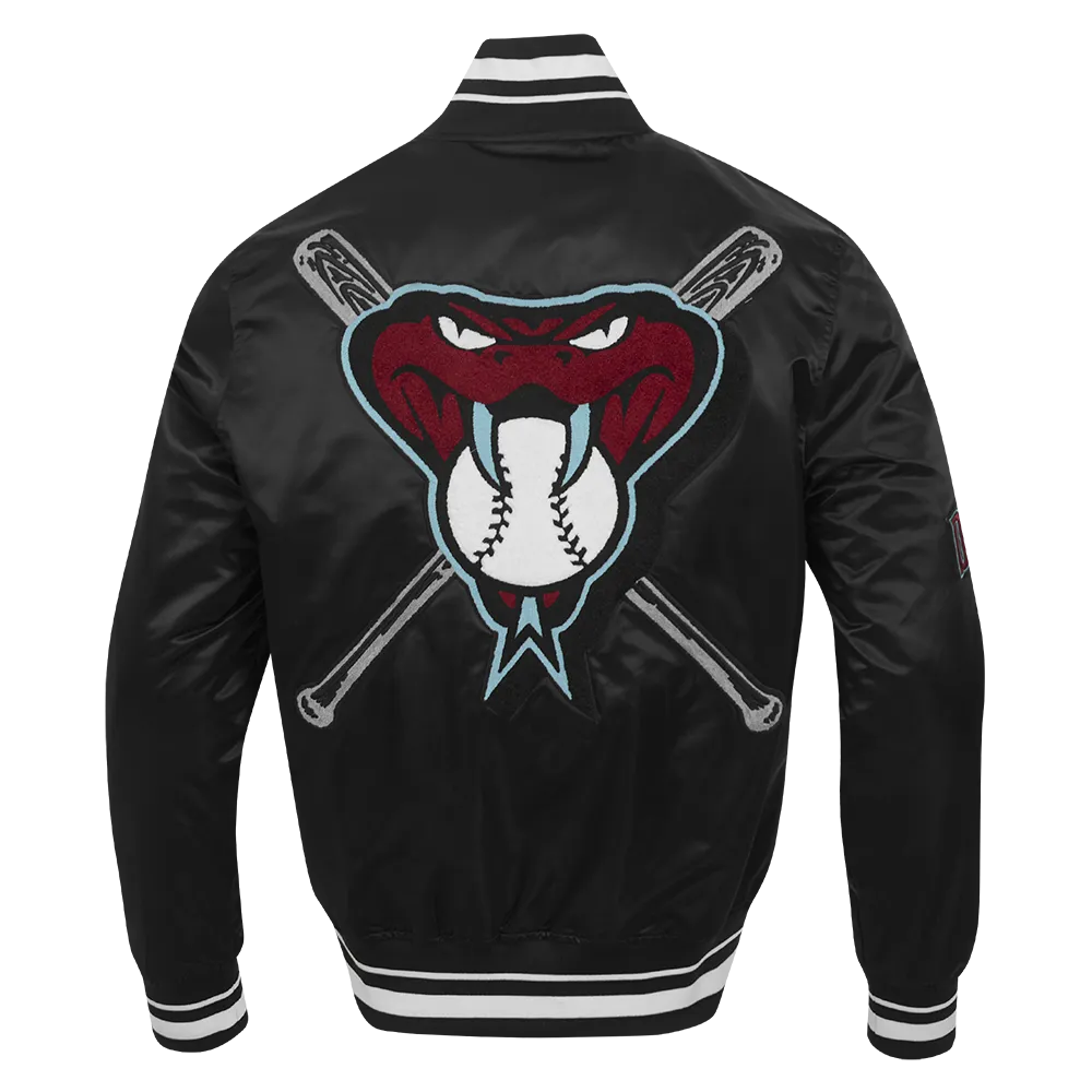 MLB ARIZONA DIAMONDBACKS MASHUP MEN'S RIB SATIN JACKET (BLACK)