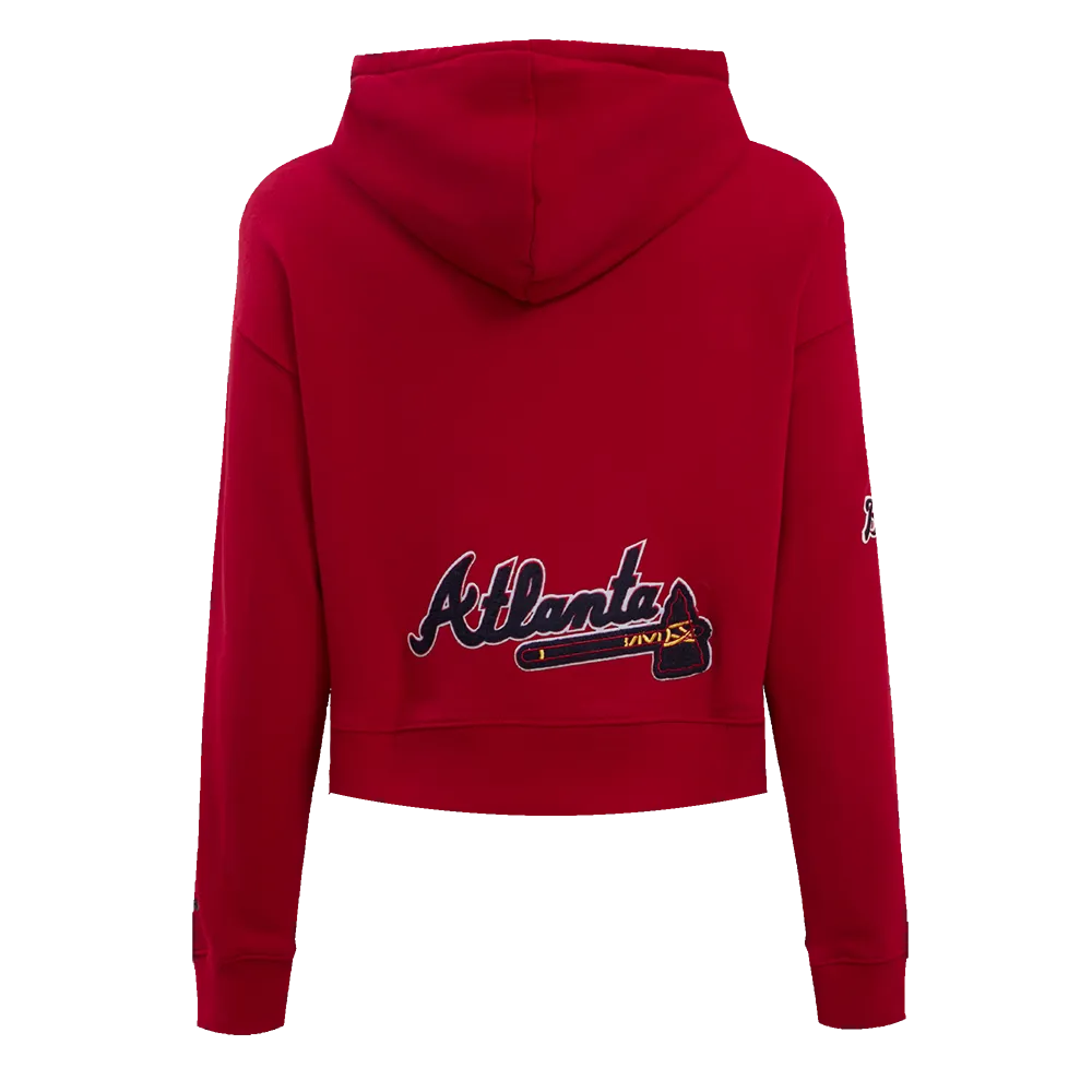 MLB ATLANTA BRAVES CLASSIC WOMEN'S CROPPED PO HOODIE (RED)