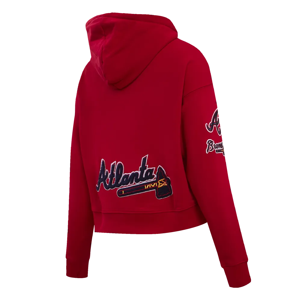 MLB ATLANTA BRAVES CLASSIC WOMEN'S CROPPED PO HOODIE (RED)