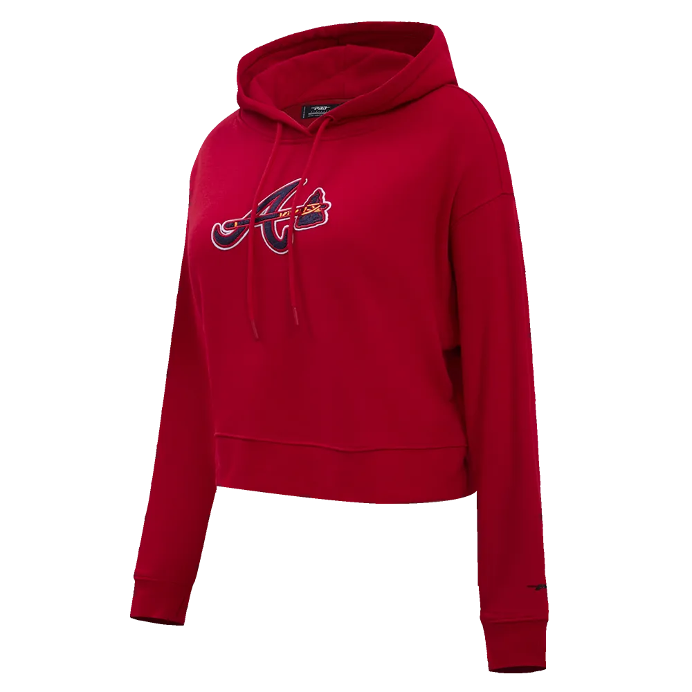 MLB ATLANTA BRAVES CLASSIC WOMEN'S CROPPED PO HOODIE (RED)