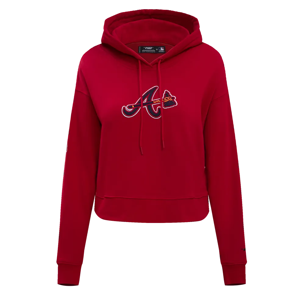 MLB ATLANTA BRAVES CLASSIC WOMEN'S CROPPED PO HOODIE (RED)